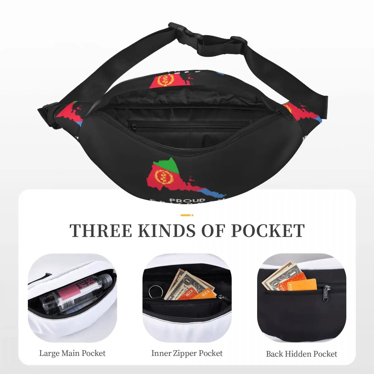 Eritrea Flagge Gürteltasche Unisex  für Camping Radfahren Telefon Geldbeutel
